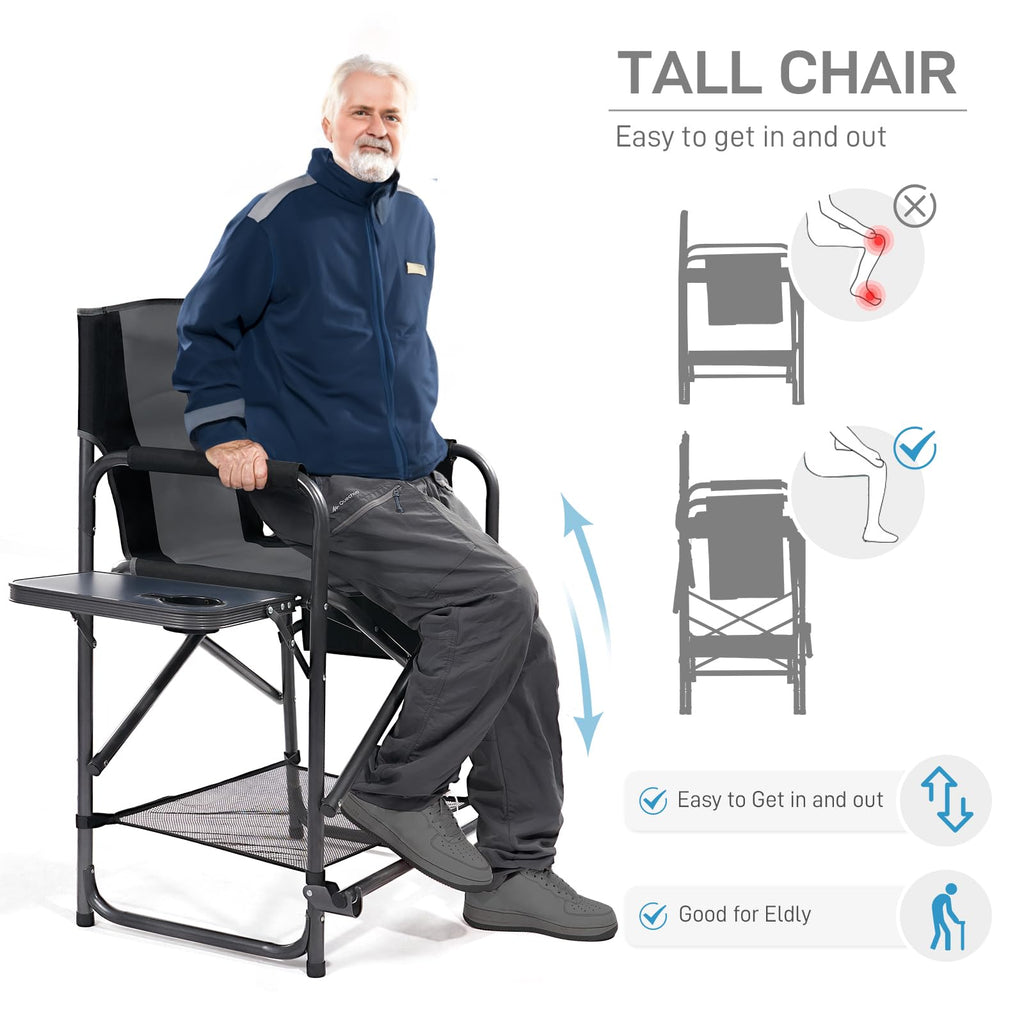 Medium Tall Directors Chair with Side Table Grey R331833