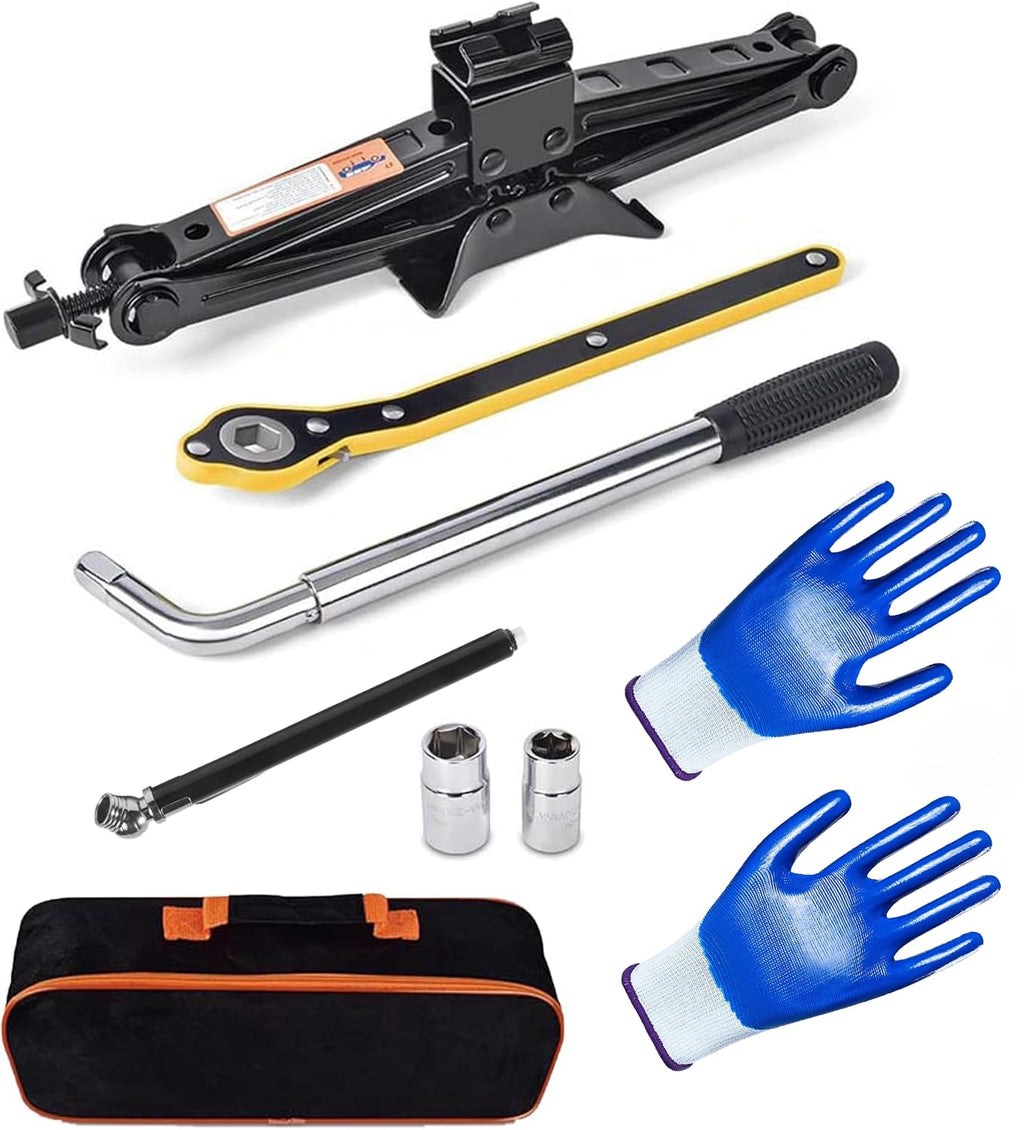 Portable 2 Ton Scissor Jack and Stand Kit with Lug Wrench P543931