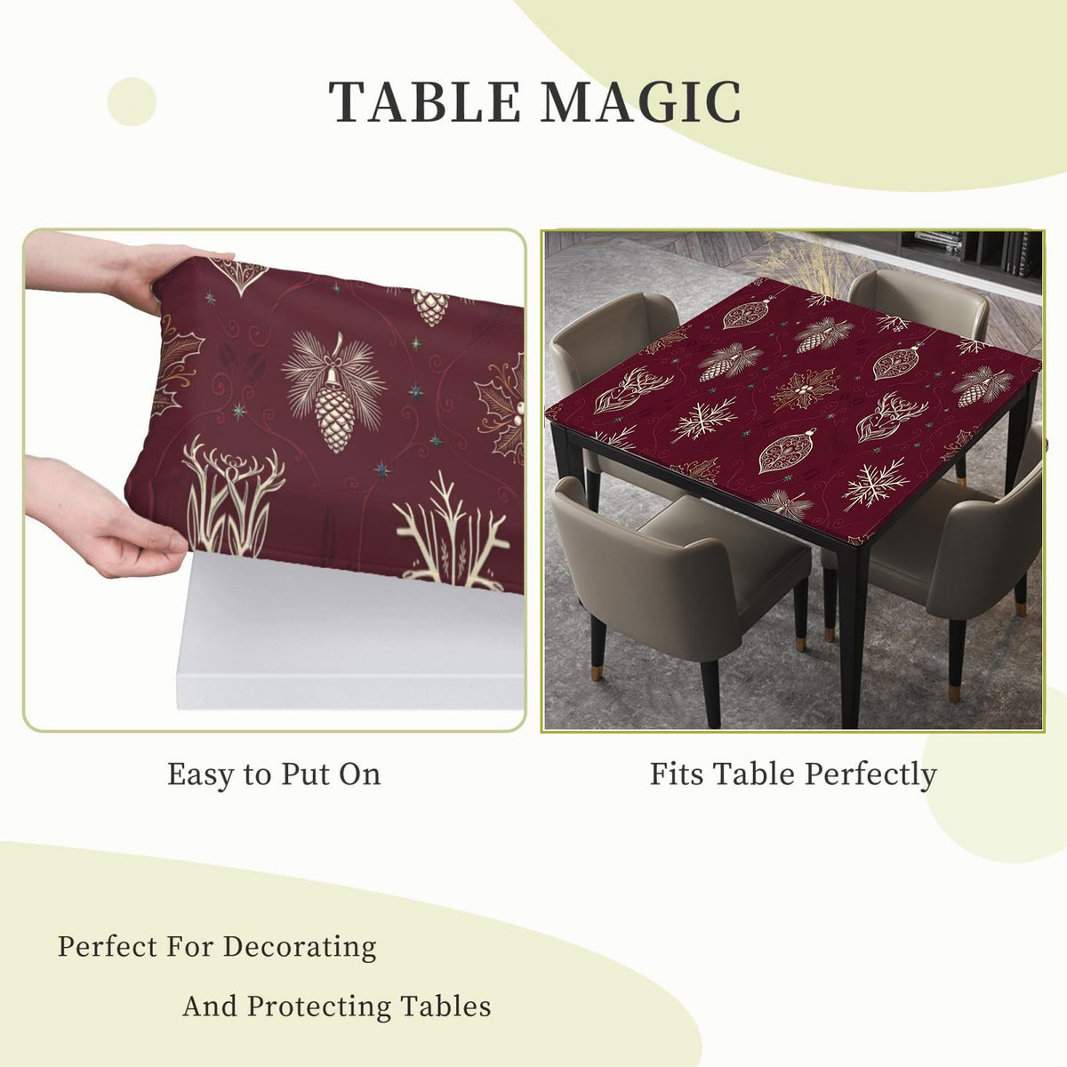 Fitted Square Oval Tablecloth with Elastic Edges 30"x30" L12627