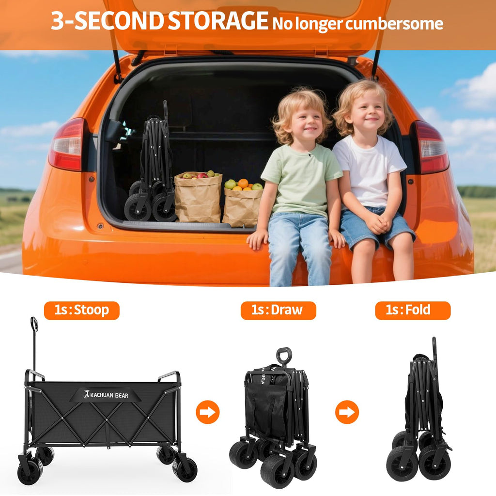 300L Foldable Collapsible Wagon Cart with All-Terrain Wheels S984