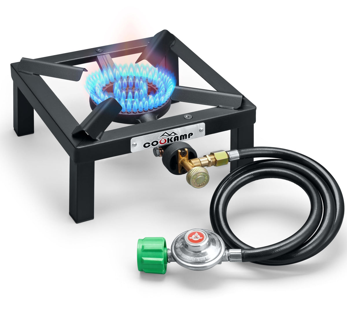 Single High Pressure Propane Camp Stove with Adjustable Regulator and Hose D96762