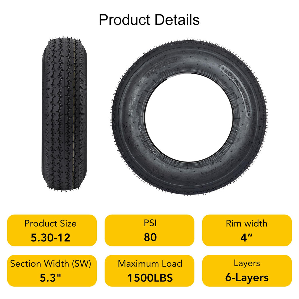 5.3-12 Trailer Tires Load Range C 6PR H2163