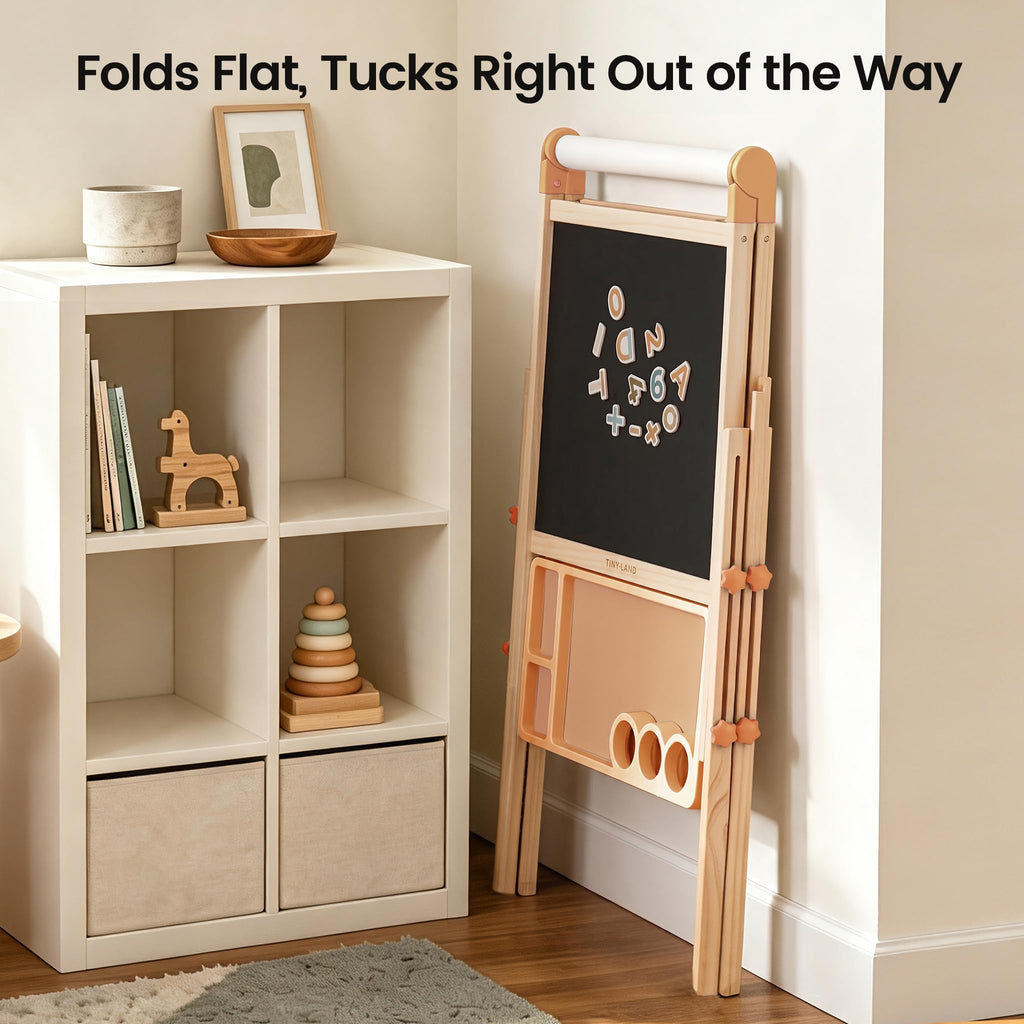 Foldable Wooden Art Easel with Chalkboard & Whiteboard E366