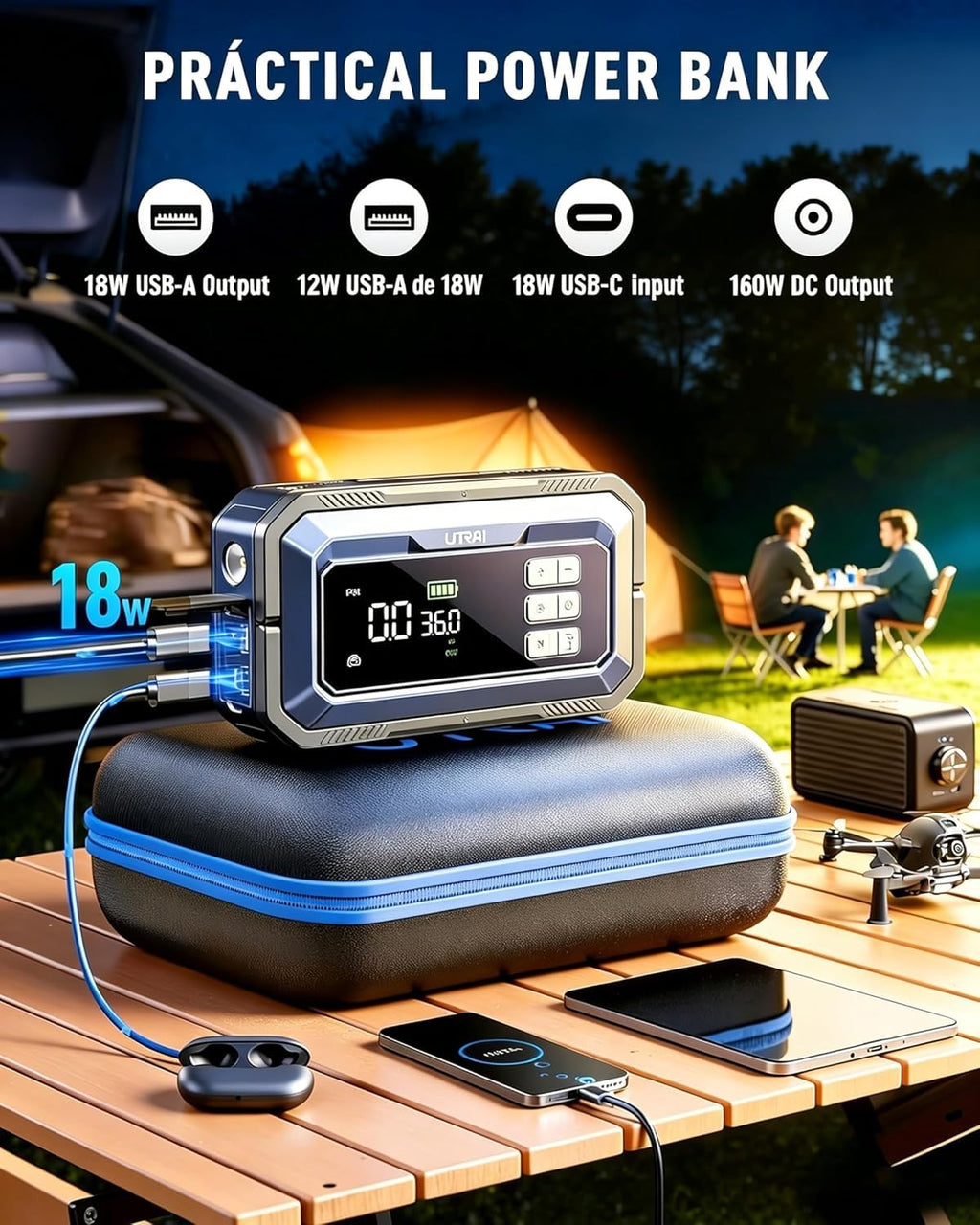12V 8000A Portable Jump Starter with Air Compressor J6748