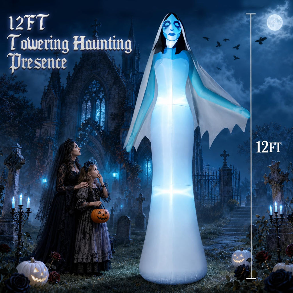 12FT Halloween Inflatable Ghost Bride with Blue LEDs O854964