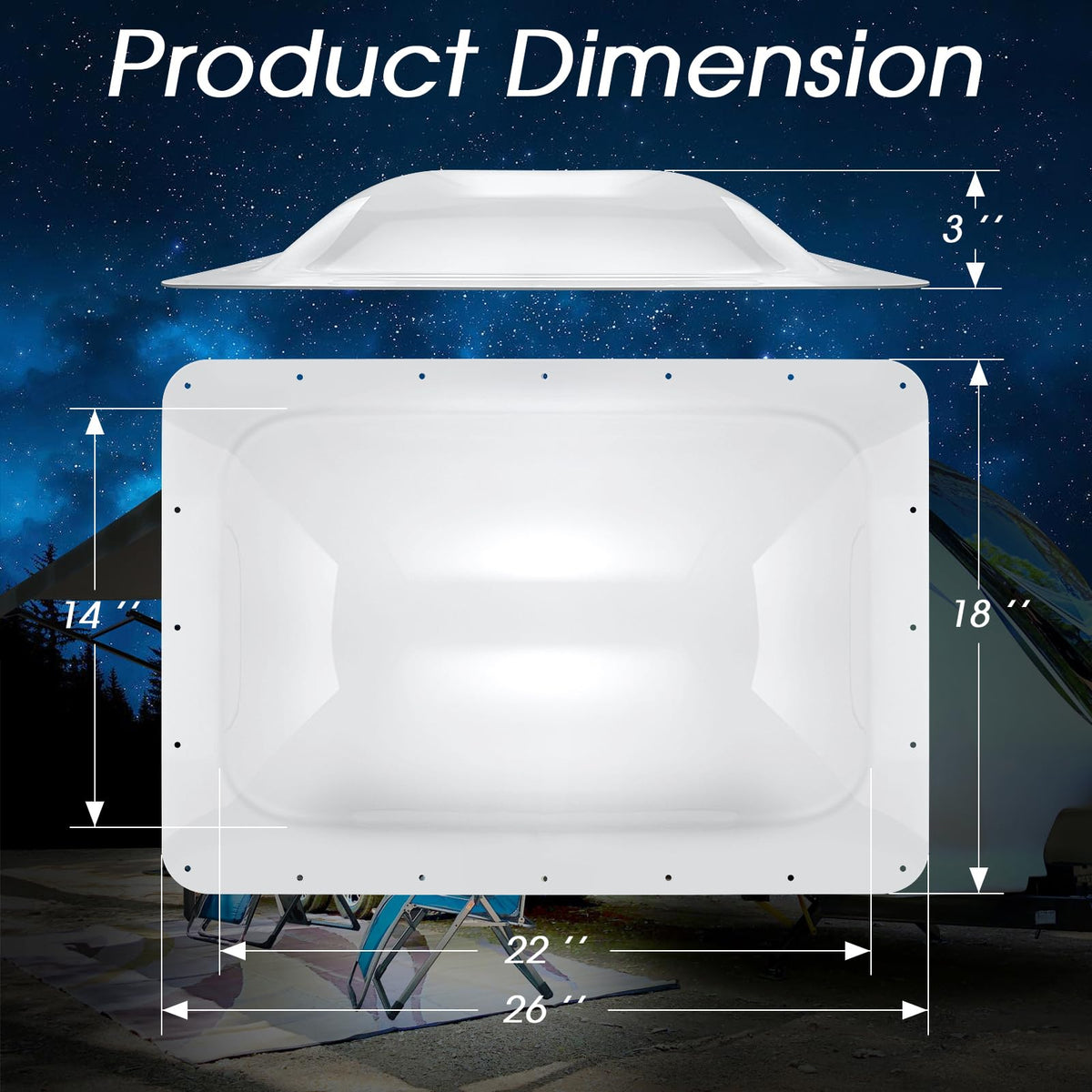 18" x 26" RV Skylight Replacement Outer Dome X16183