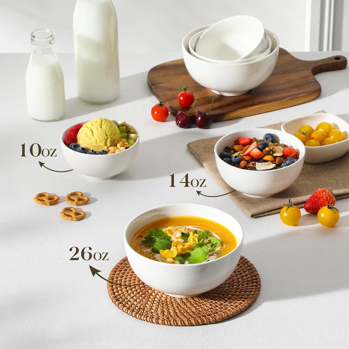 White 26 Oz Ceramic Soup Bowls of 4 W52153