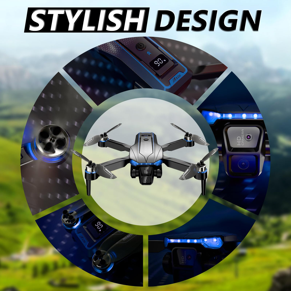 Foldable Mini FPV Drone with 1080P Camera, Carrying Case, 2 Batteries O71791
