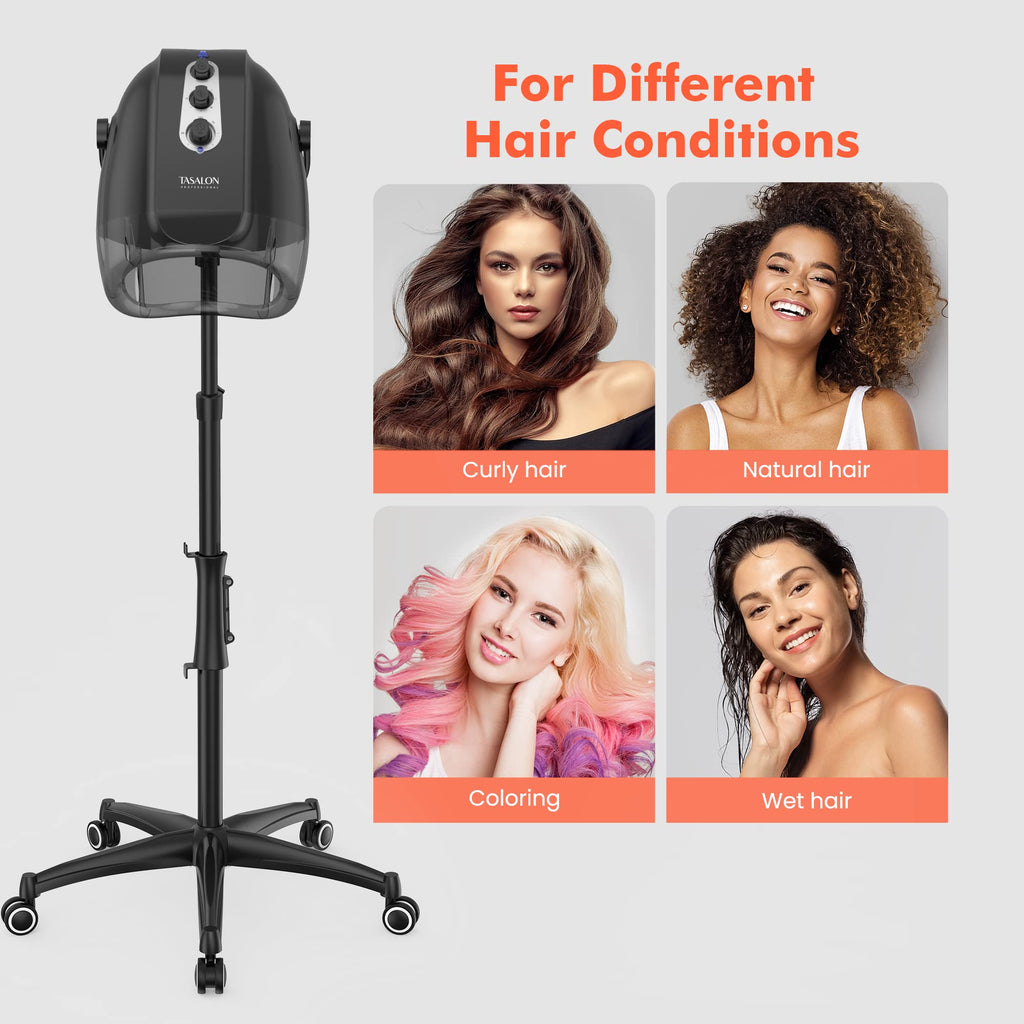 Gray Ionic Hooded Hair Dryer with 3 Temperature Settings T293