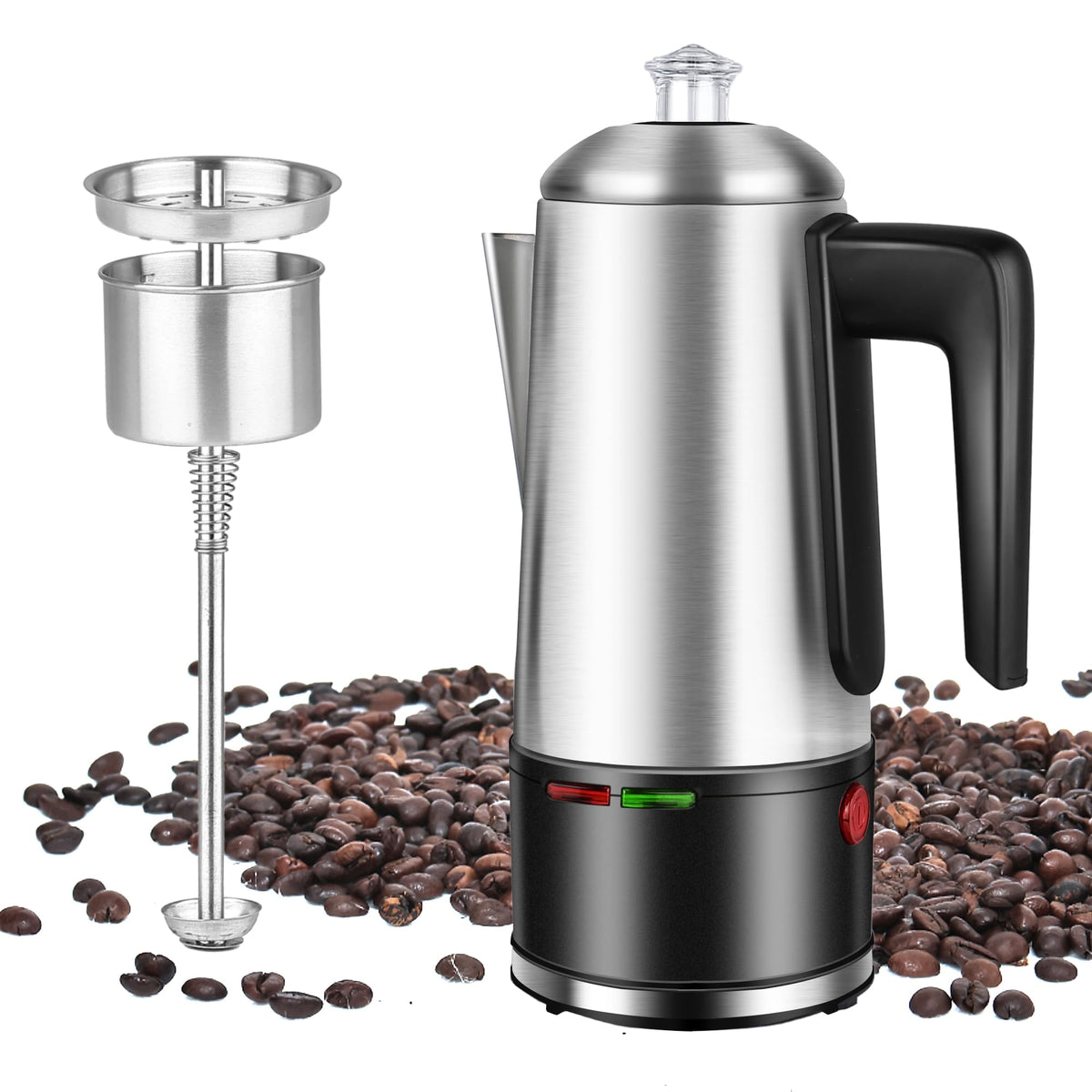 800W Stainless Steel Electric Coffee Percolator 12 Cups N63672