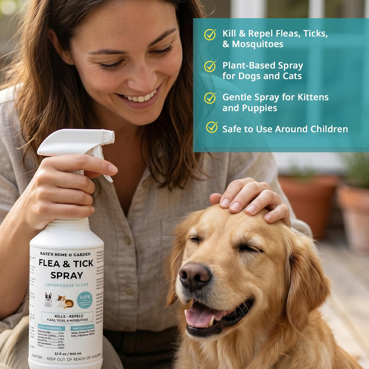 Flea and Tick Spray for Dogs & Cats 32oz S455414