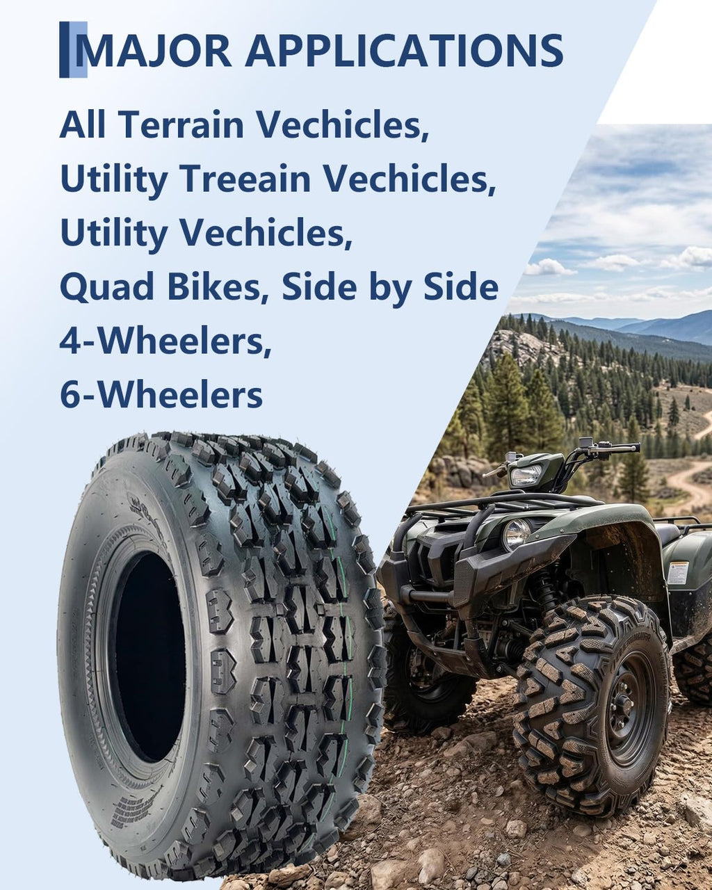 19x7-8 4 Ply Tubeless All-Terrain Tires Set of 2 C105