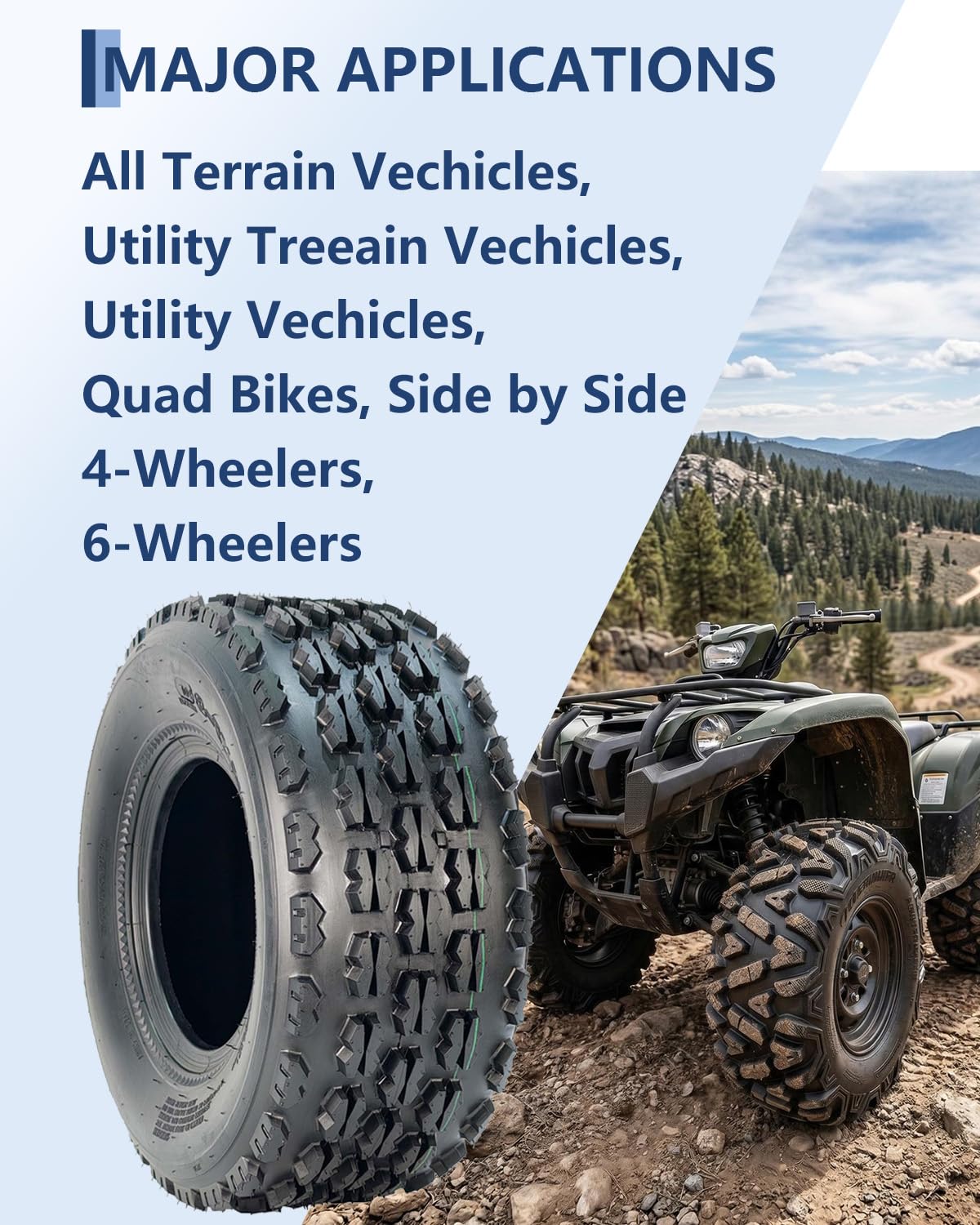 19x7-8 4 Ply Tubeless All-Terrain Tires Set of 2 C105
