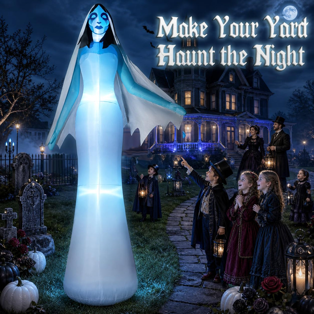 12FT Halloween Inflatable Ghost Bride with Blue LEDs O854964