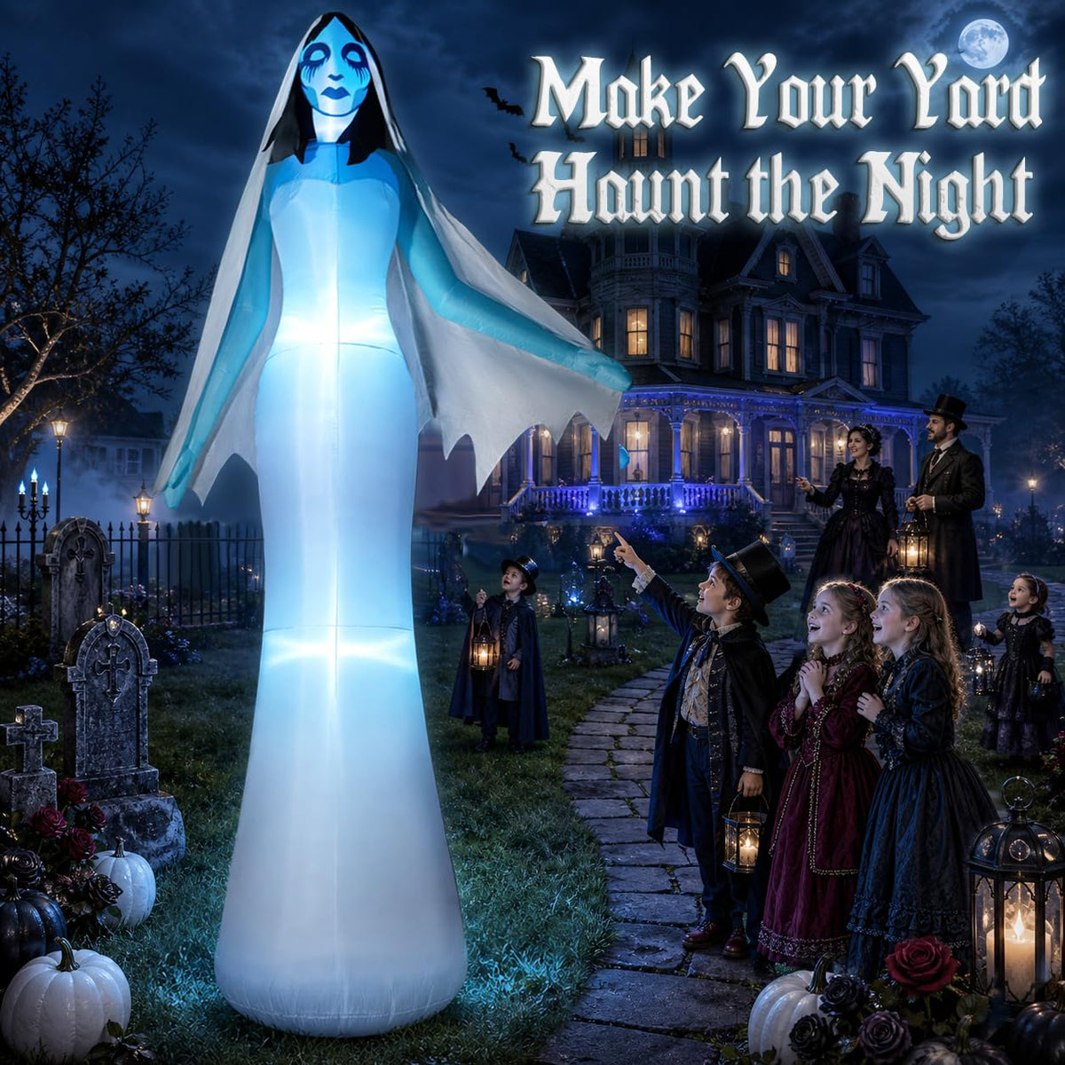 12FT Halloween Inflatable Ghost Bride with Blue LEDs O854964