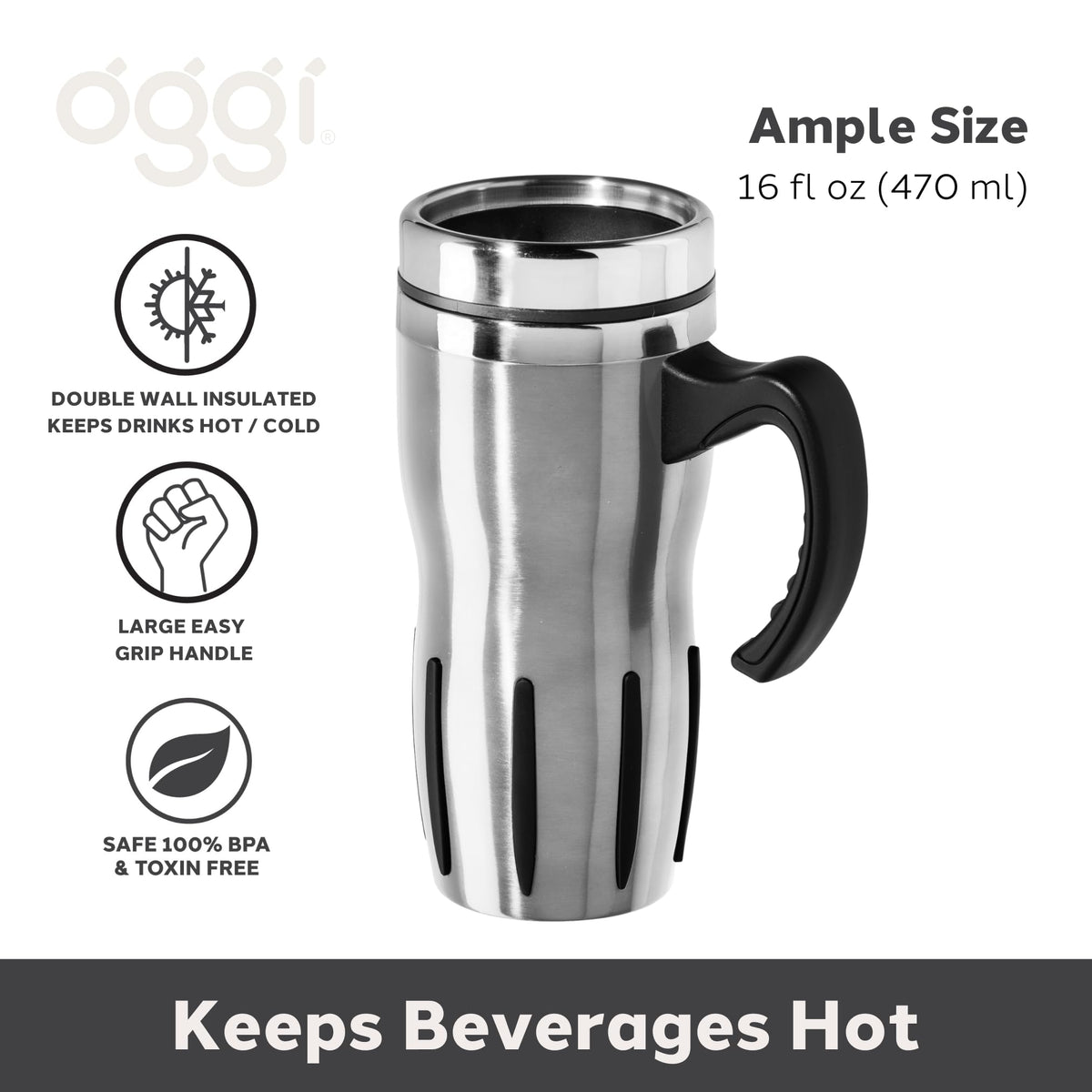 Stainless Steel Thermal Travel Mug 16oz Q475