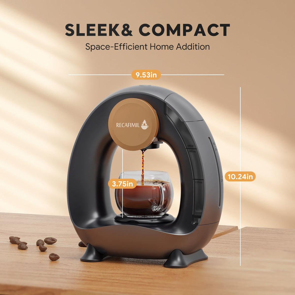 Single Serve Coffee Maker for K Cup Pod and Coffee Grounds, 2 in 1, 4-8 Oz, Black G375