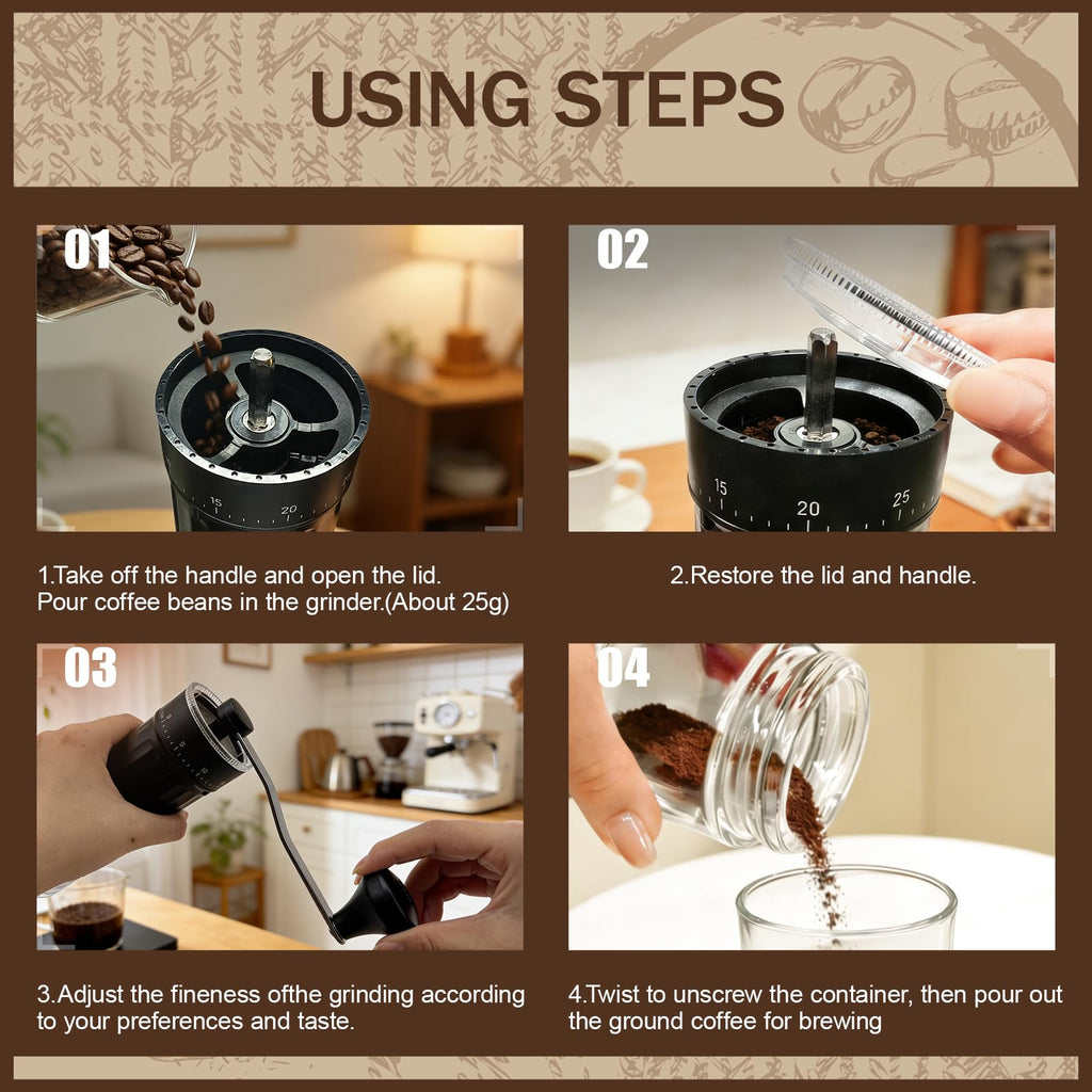 Manual Coffee Grinder with 40 Adjustable Settings, 30g Capacity U8522