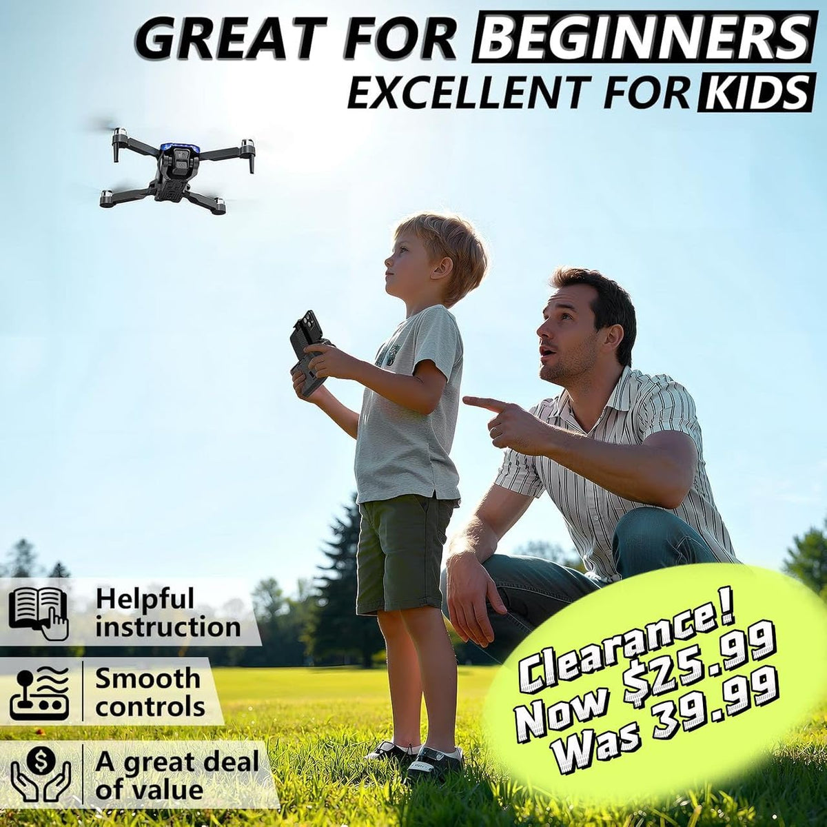 Foldable Mini FPV Drone with 1080P Camera, Carrying Case, 2 Batteries O71791
