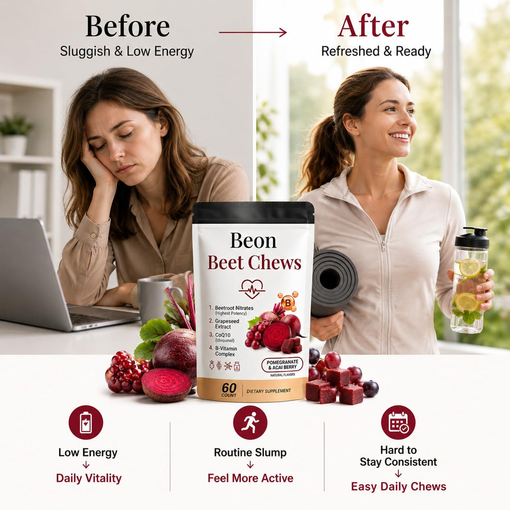 Beetroot Chews Gummies with Grape Seed & L-CoQ10, 60 Chew C75381