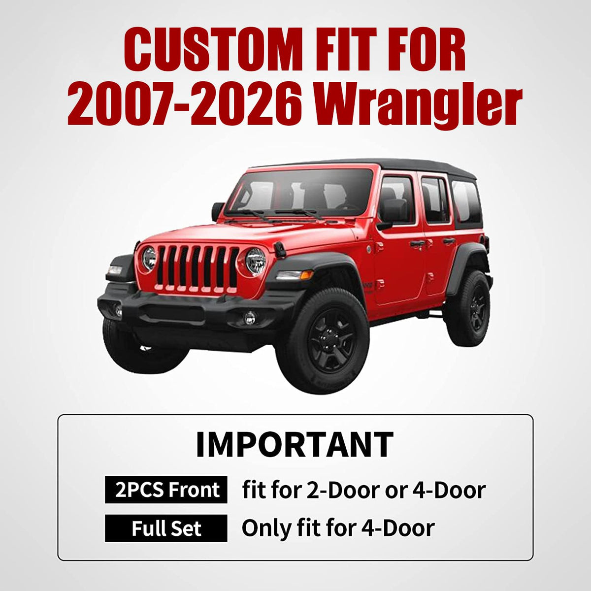Jeep Wrangler JK JL 4-Door Seat Covers Full Set R9988