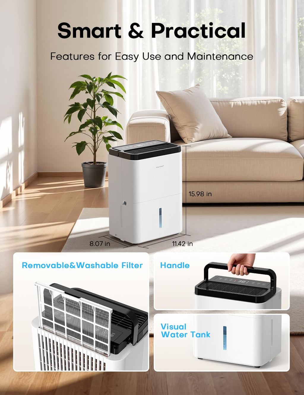 35 Pints Dehumidifier with Drain Hose M868