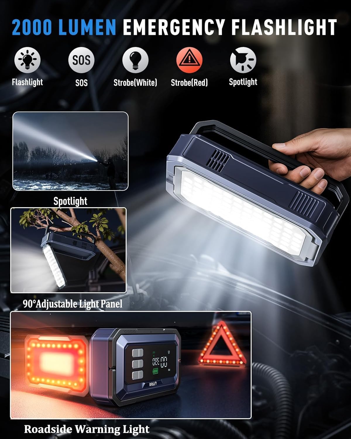 12V 8000A Portable Jump Starter with Air Compressor J6748