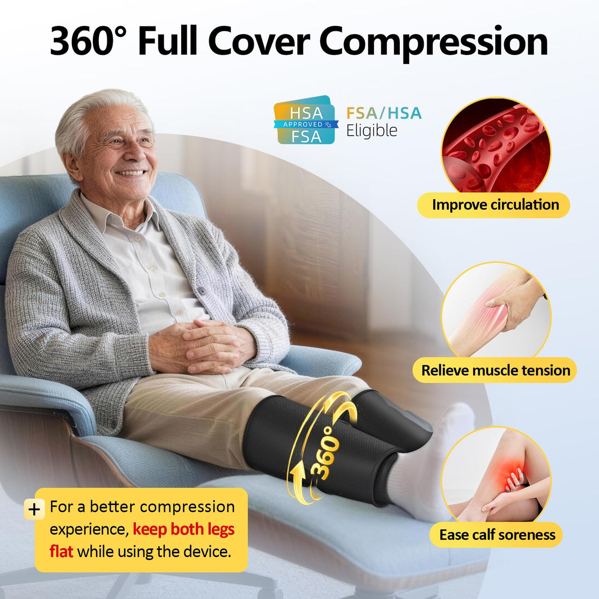 Cordless Air Compression Calf Massager with Heat Q8080