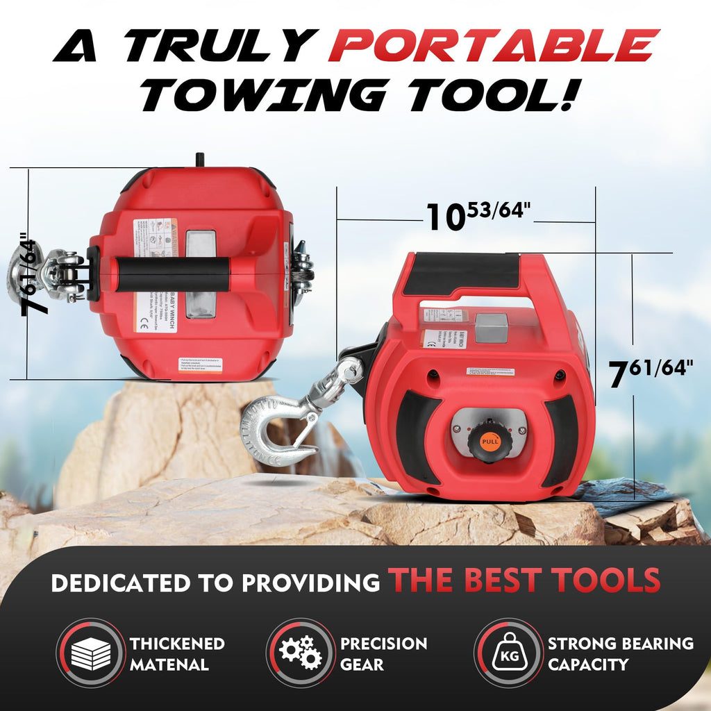 1500 Lbs Portable Drill Winch with 40 Foot Synthetic Rope Q768