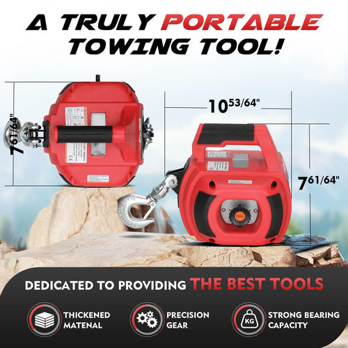 1500 Lbs Portable Drill Winch with 40 Foot Synthetic Rope Q768