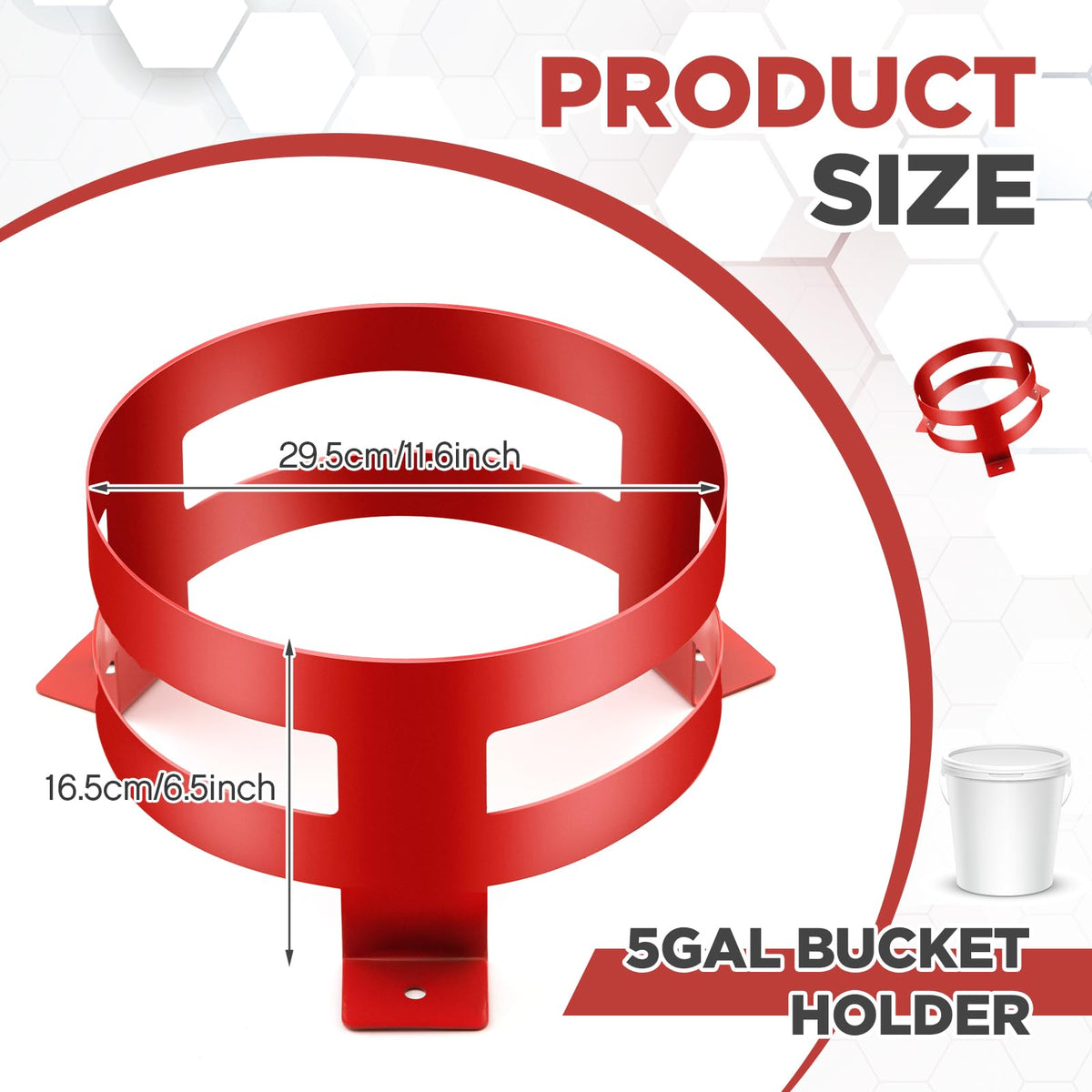 2 Pcs 5 Gallon Red Bucket Holder Mount I493