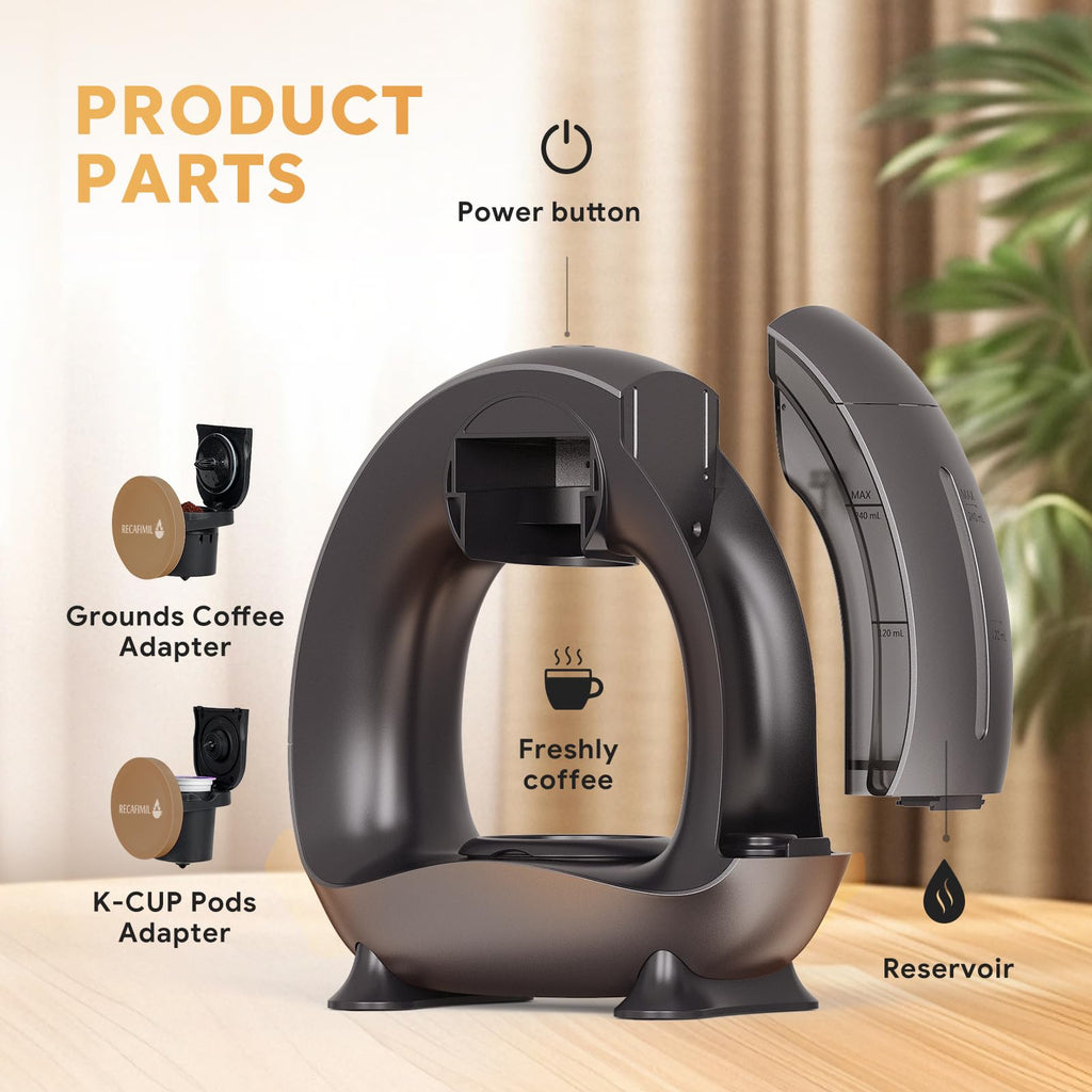 Single Serve Coffee Maker for K Cup Pod and Coffee Grounds, 2 in 1, 4-8 Oz, Black G375