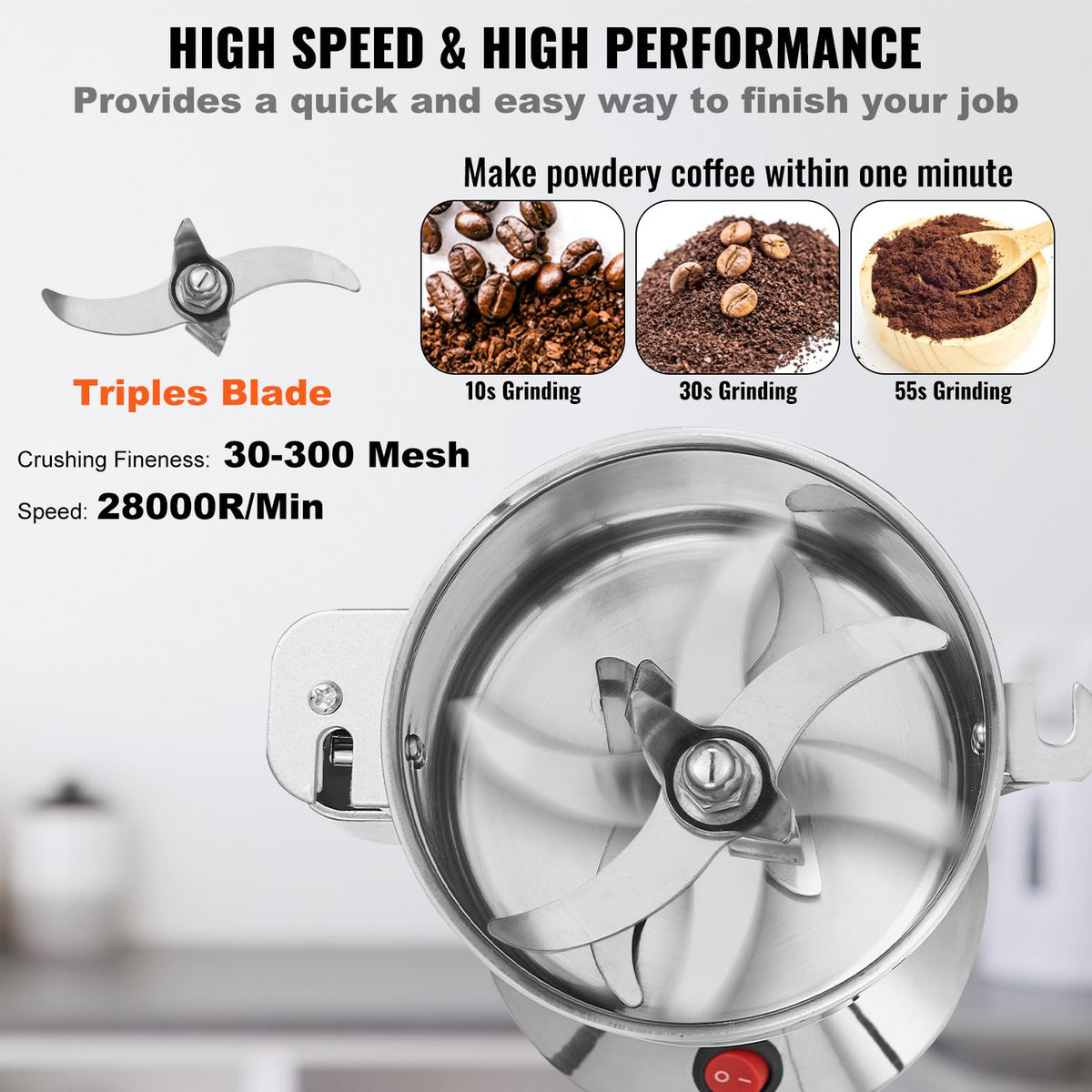 750g 2000W Stainless Steel Electric Grain Mill Grinder E107264