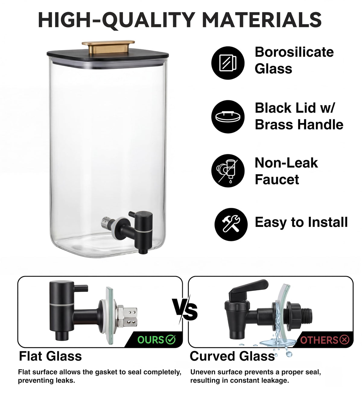 2 PCS 3 Gallon Glass Beverage Dispenser with Wood Stand R334150