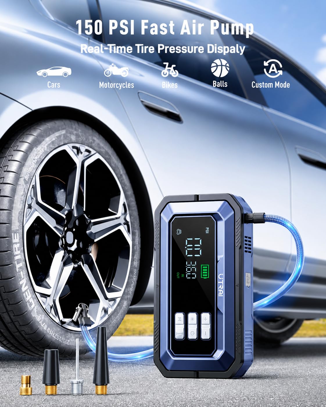 12V 8000A Portable Jump Starter with Air Compressor J6748