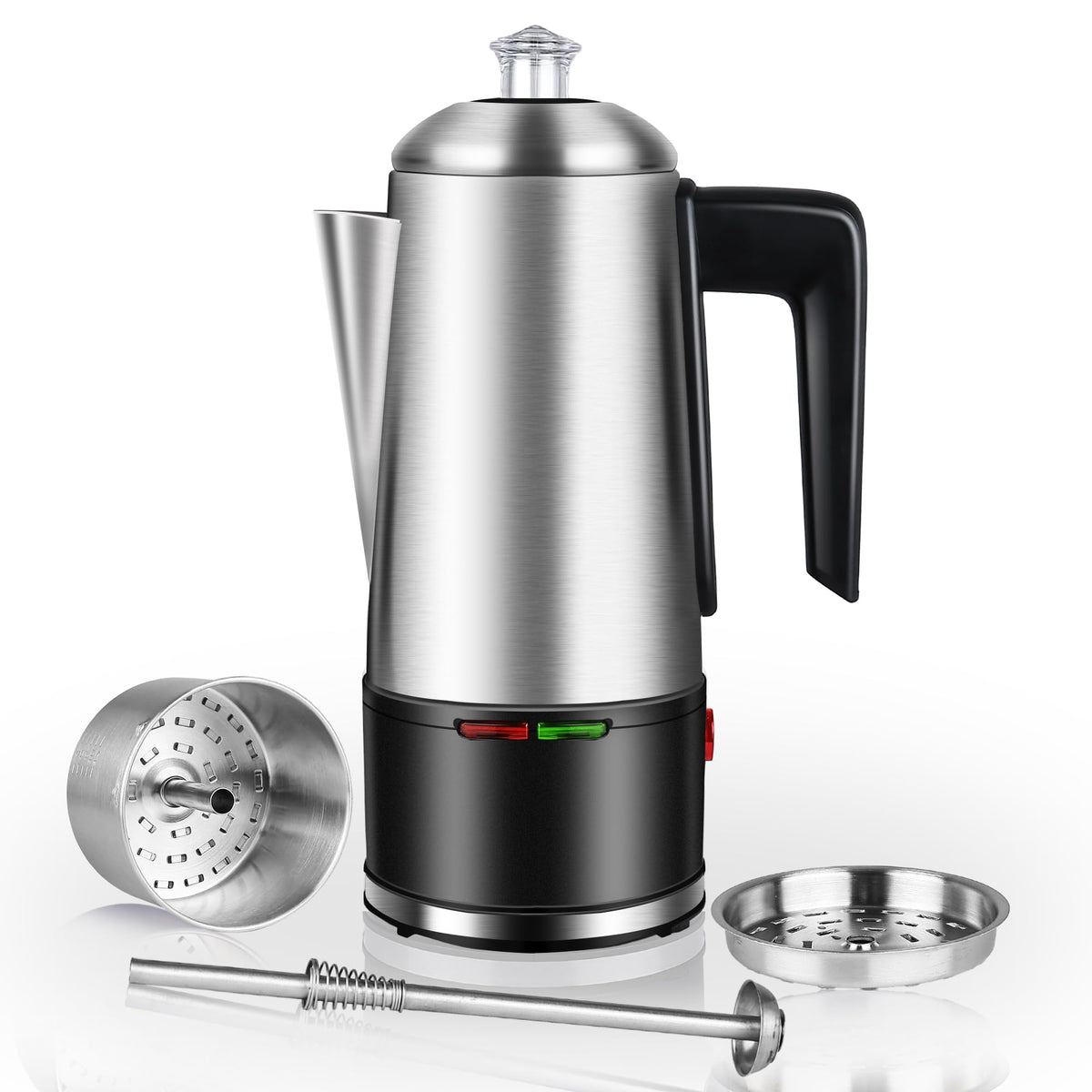 800W Stainless Steel Electric Coffee Percolator 12 Cups N63672