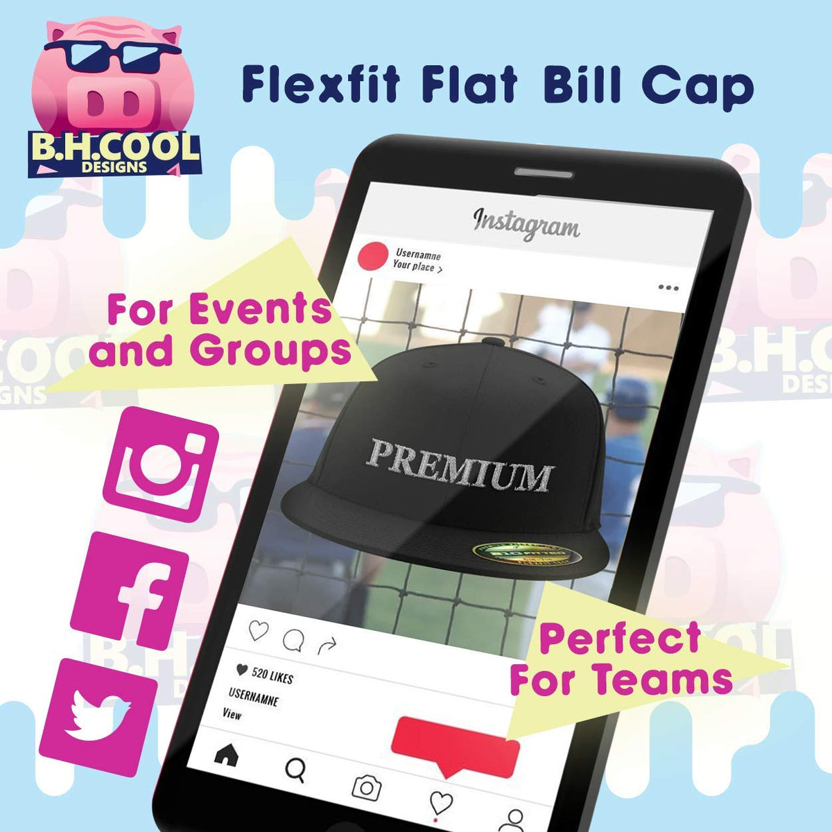 Flat Bill Fitted Hat O8924
