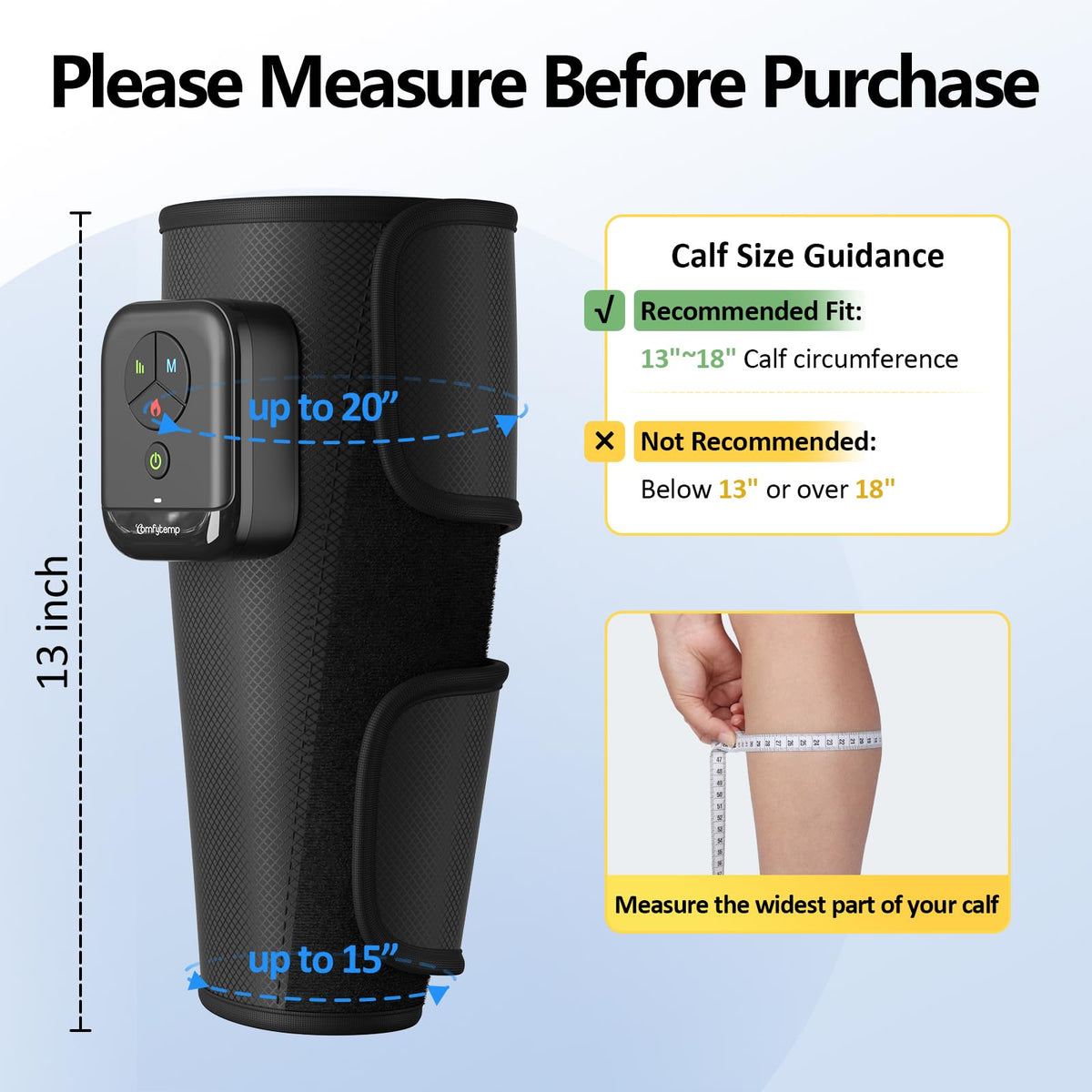 Cordless Air Compression Calf Massager with Heat Q8080