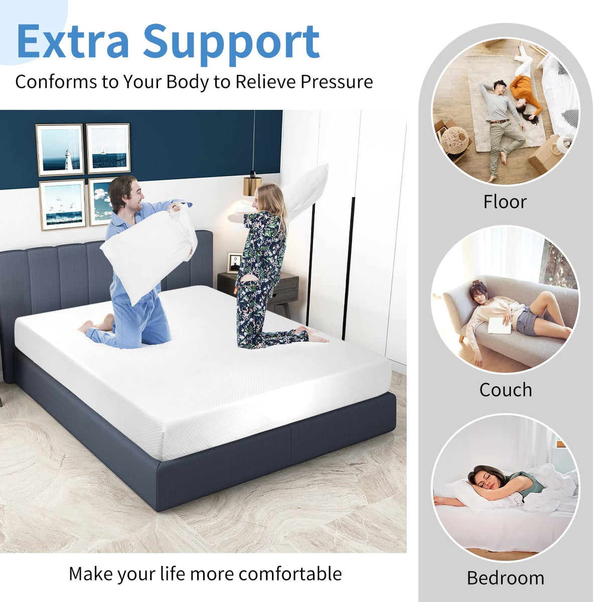 5 inch Gel Memory Foam Twin Mattress Q836093