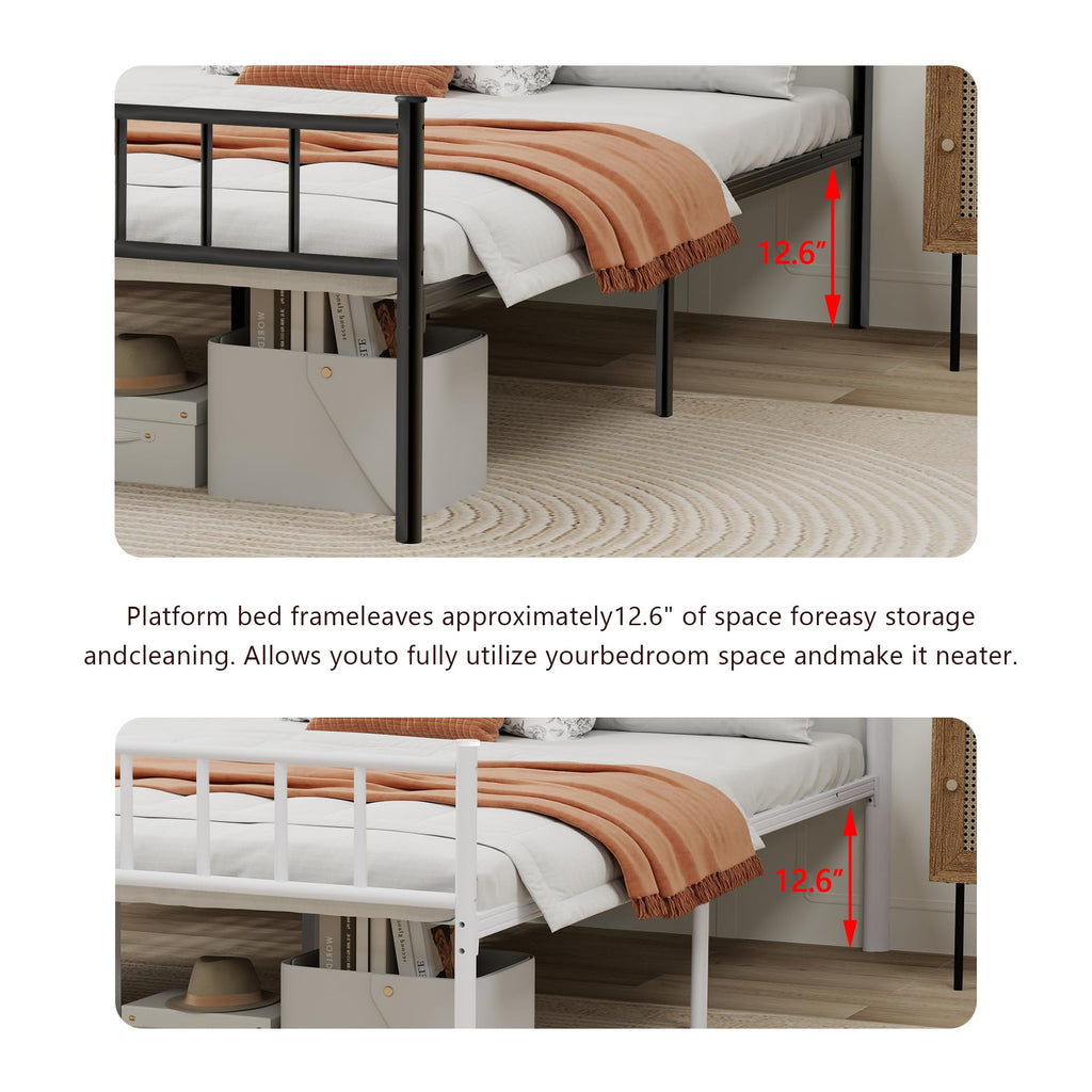 Black Full Size Metal Platform Bed Frame E568