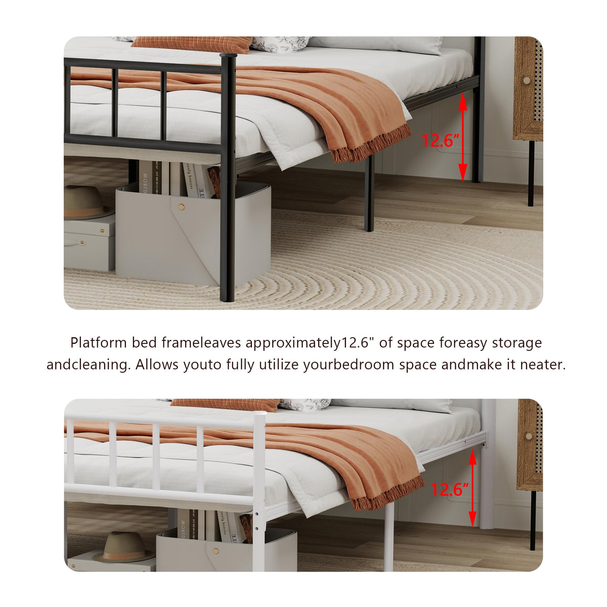 Black Full Size Metal Platform Bed Frame E568