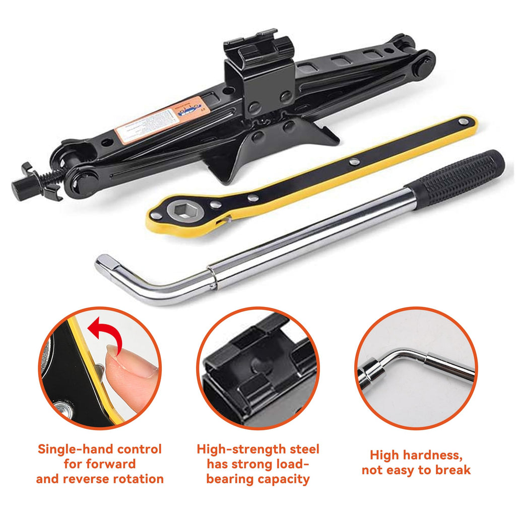 Portable 2 Ton Scissor Jack and Stand Kit with Lug Wrench P543931