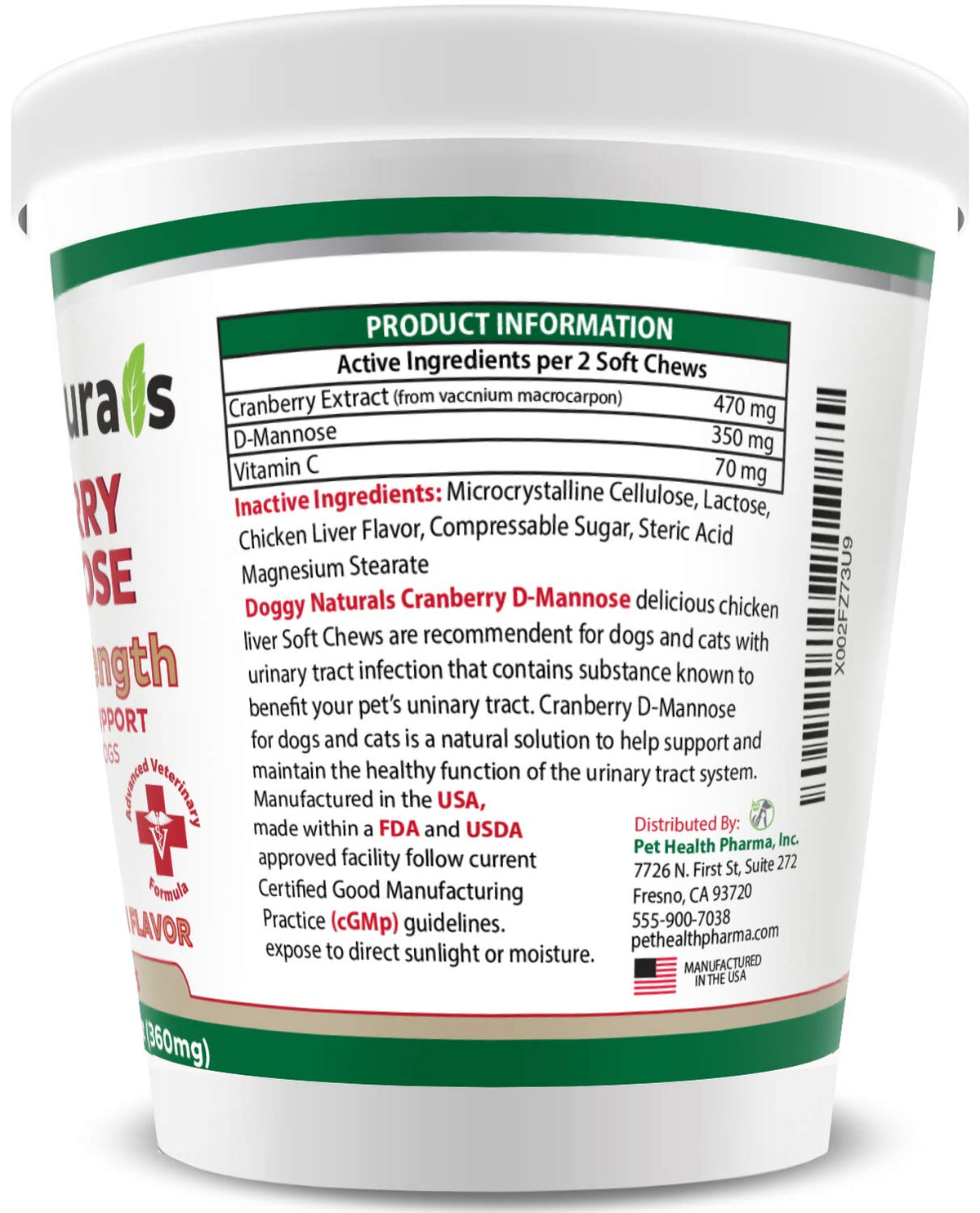Cranberry D-Mannose Soft Chew 11.4 oz 120 Count M265