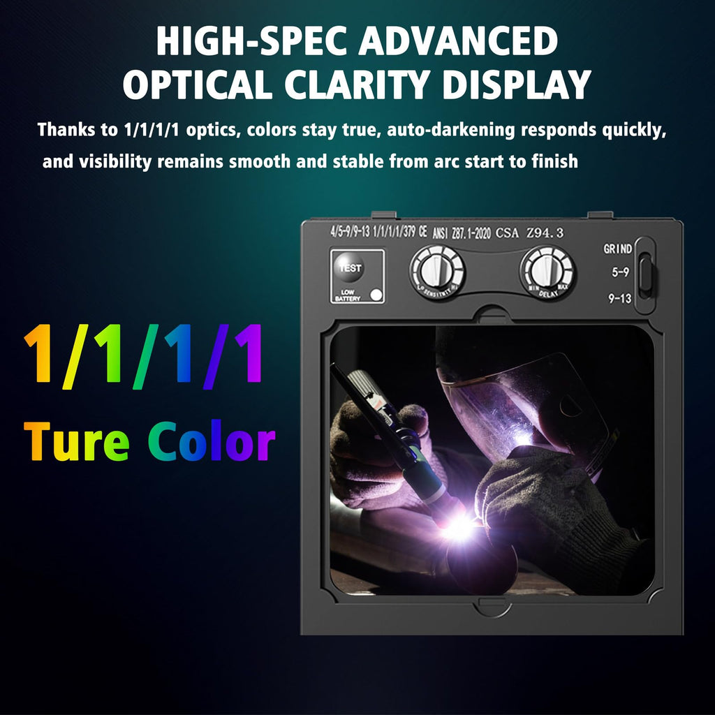 Auto Darkening Welding Helmet True Color Solar Powered T310542