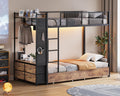 Twin Over Twin Metal Bunk Bed with Storage Drawers S4930