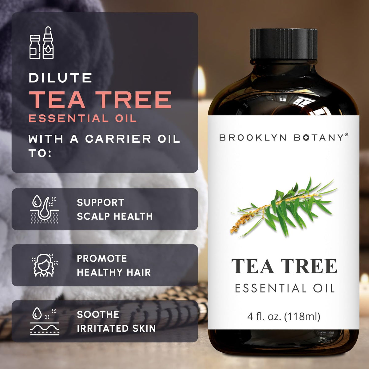 Lavender & Tea Tree Essential Oils 4 Fl Oz Pack of 2 I27738