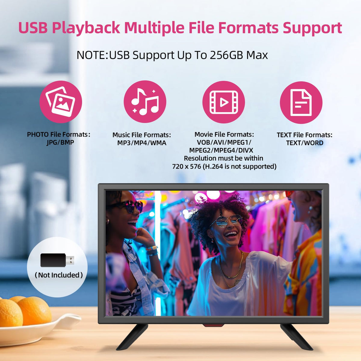 20 inch Flat Screen TV with HDMI USB VGA Ports H82849
