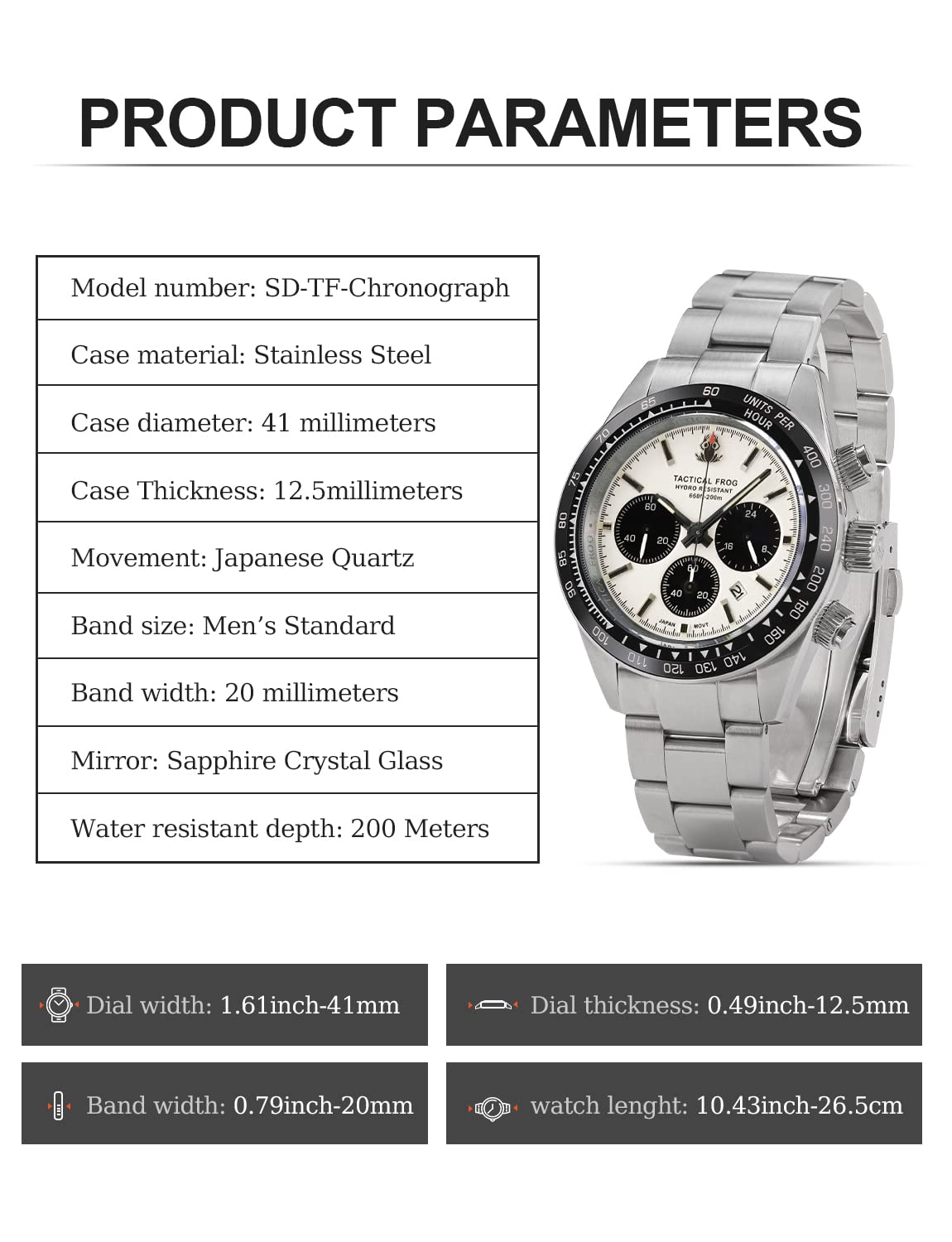 41mm Panda Chronograph Solar Quartz Watch T875374