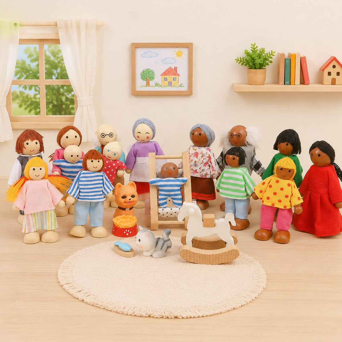 Wooden Dollhouse Family Set Figures S317116