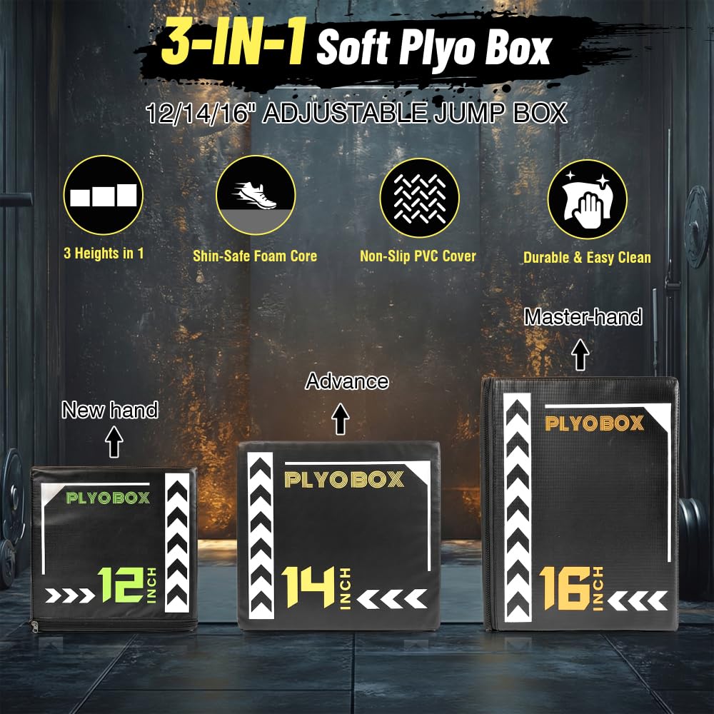 12/14/16 Inch 3-in-1 Plyometric Jump Box W872048